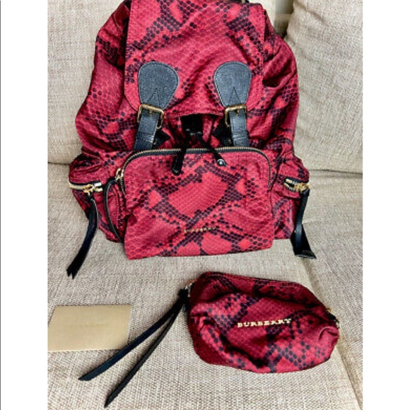 Burberry Rucksack Backpack Snake Pattern with Leather Trim & Matching Wallet - Picture 5 of 14
